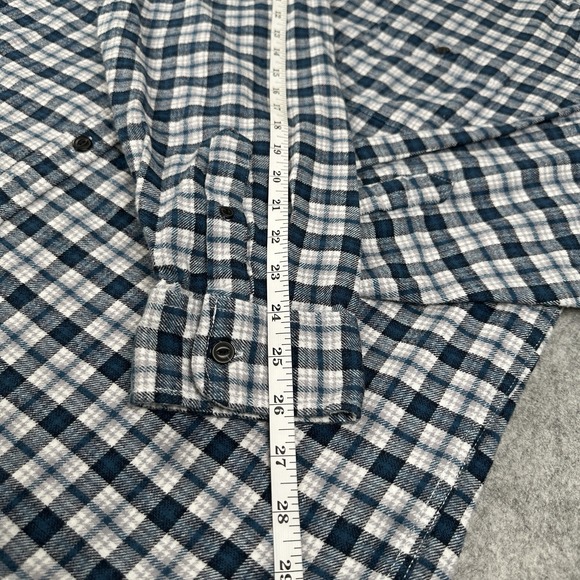 Gap Flannel Untucked Fit Shirt Mens XL Blue Plaid Long Sleeve Button Up - Picture 5 of 10